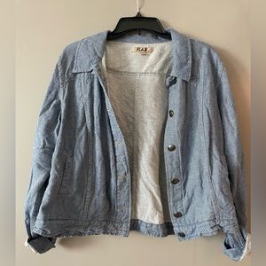 Flax Linen Cotton Denim Front swing jacket M